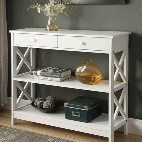 Konzolový stolík, biela, LOMIR