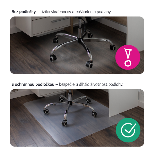 Ochranná podložka pod stoličku, transparentná, 120x90 cm, 0,5 mm, ELLIE NEW TYP 2