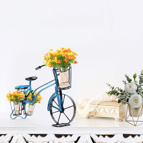 Retro kvetináč v tvare bicykla, čierna/modrá, ALBO