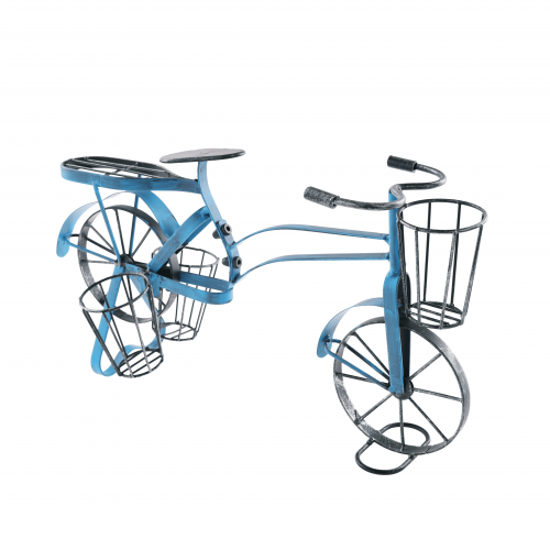 Retro kvetináč v tvare bicykla, čierna/modrá, ALBO