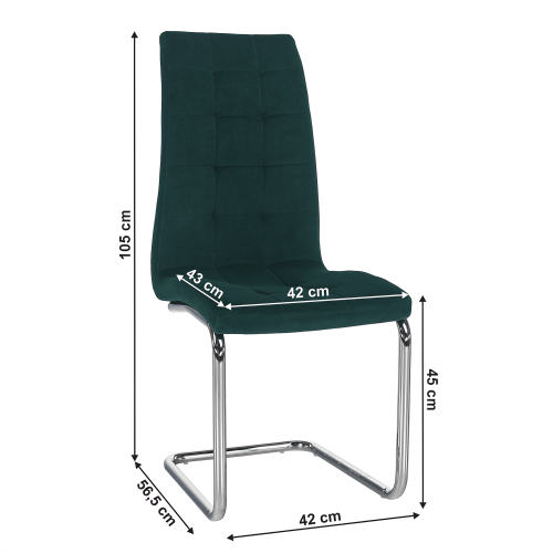 Jedálenská stolička, smaragdová Velvet látka/chróm, SALOMA NEW
