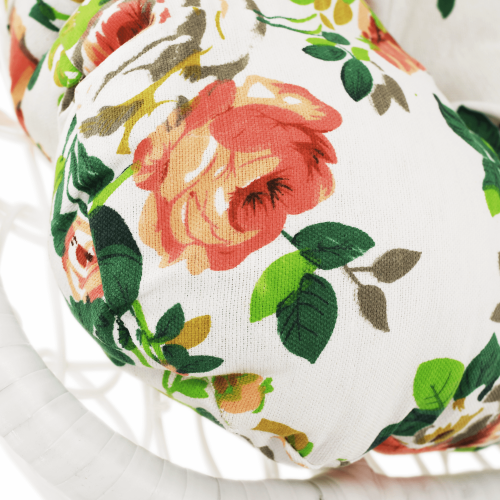 Závesné kreslo, biela/vzor kvety, KALEA 2 NEW