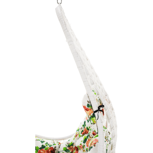 Závesné kreslo, biela/vzor kvety, KALEA 2 NEW