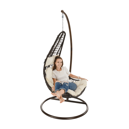 Závesné kreslo, hnedá/krémová, KALEA 2 NEW