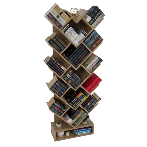 Regál, hnedosivý dub, VEVEY