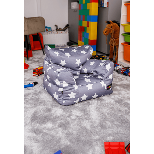 Sedací vak, sivá/biela, vzor hviezdy, LURKO