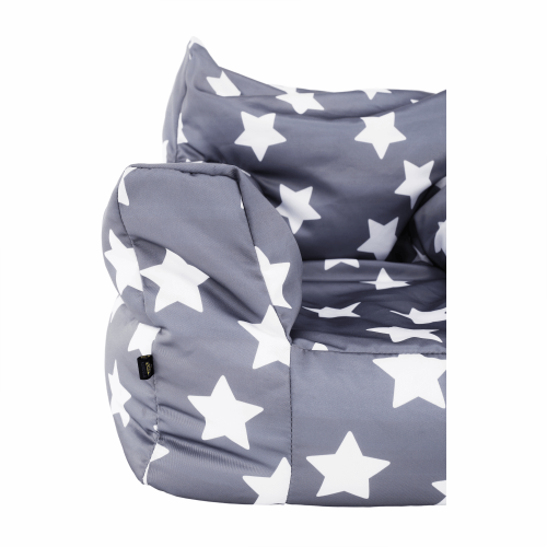 Sedací vak, sivá/biela, vzor hviezdy, LURKO