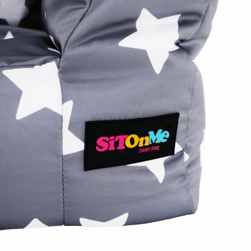 Sedací vak, sivá/biela, vzor hviezdy, LURKO