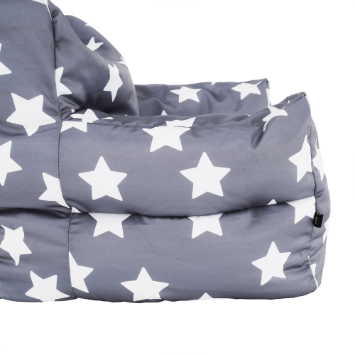 Sedací vak, sivá/biela, vzor hviezdy, LURKO
