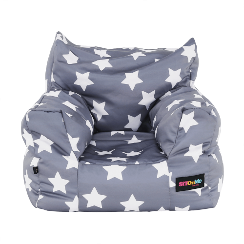Sedací vak, sivá/biela, vzor hviezdy, LURKO