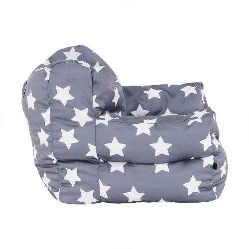 Sedací vak, sivá/biela, vzor hviezdy, LURKO