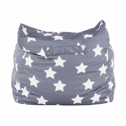 Sedací vak, sivá/biela, vzor hviezdy, LURKO