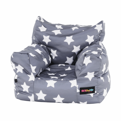 Sedací vak, sivá/biela, vzor hviezdy, LURKO