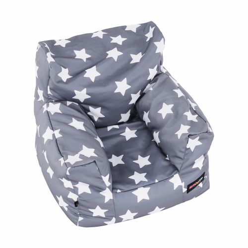 Sedací vak, sivá/biela, vzor hviezdy, LURKO