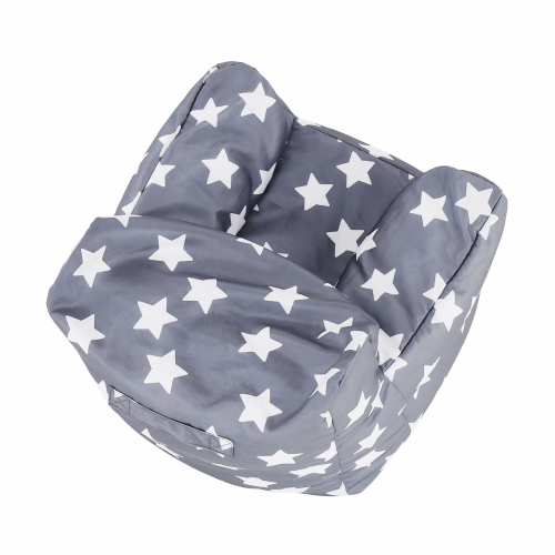 Sedací vak, sivá/biela, vzor hviezdy, LURKO