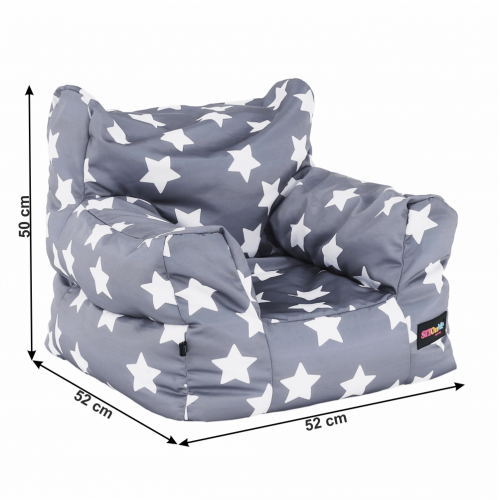Sedací vak, sivá/biela, vzor hviezdy, LURKO