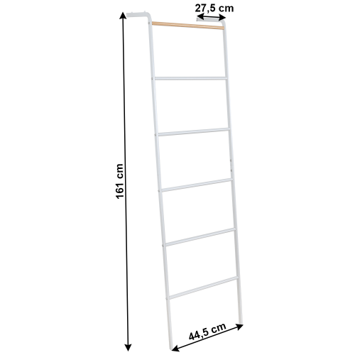 Vešiak/rebrík, biela/kov, BUNY