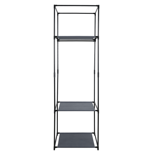 Šatníkový regál, kov/látka, čierna, ALBUS