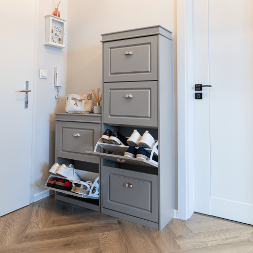 Botník, 4-radový, sivá, SEBER TYP 3