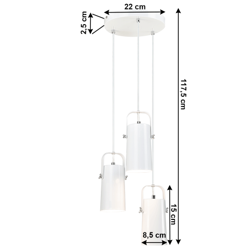 Visiaca lampa, biela/kov, DEVAN