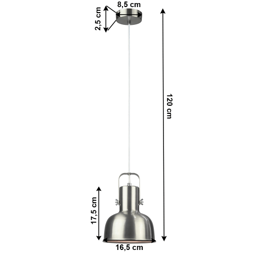 Visiaca lampa v retro štýle, kov, matný nikel, AVIER TYP 3