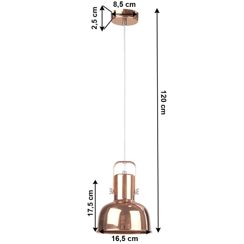 Visiaca lampa v retro štýle, kov, rose gold, AVIER TYP 3