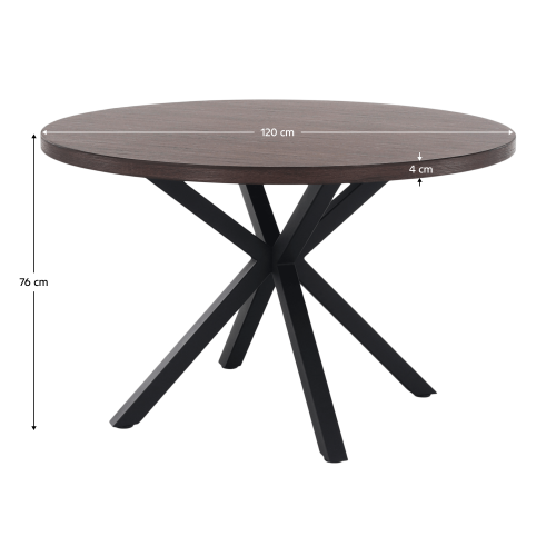 Jedálenský stôl, tmavý dub/čierna, priemer 120 cm, MEDOR