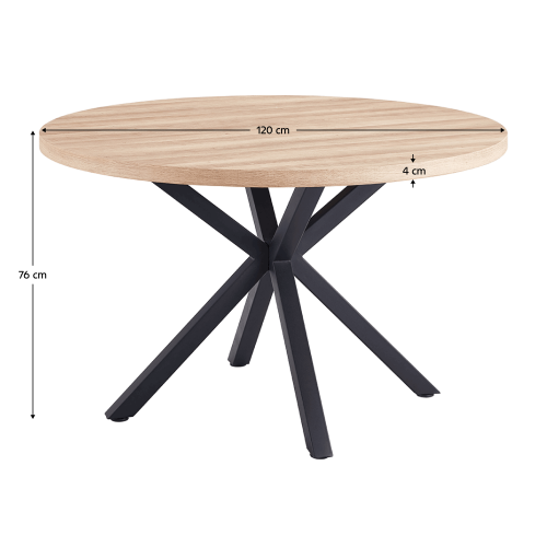 Jedálenský stôl, dub sonoma/čierna, priemer 120 cm, MEDOR