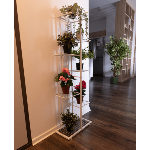 Kovový stojan na kvety, biela, BAMIR TYP 2