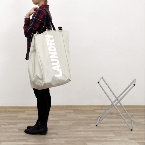Látkový kôš na bielizeň, sivobéžová, LAUNDRY NEW TYP 1