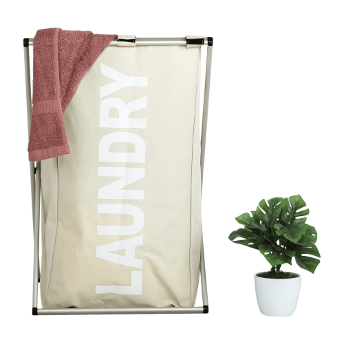 Látkový kôš na bielizeň, sivobéžová, LAUNDRY NEW TYP 1