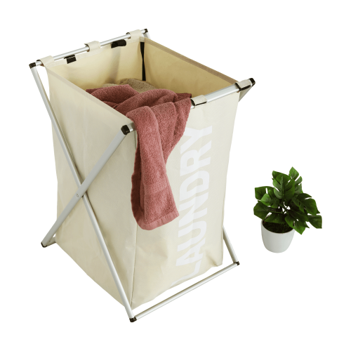 Látkový kôš na bielizeň, sivobéžová, LAUNDRY NEW TYP 1