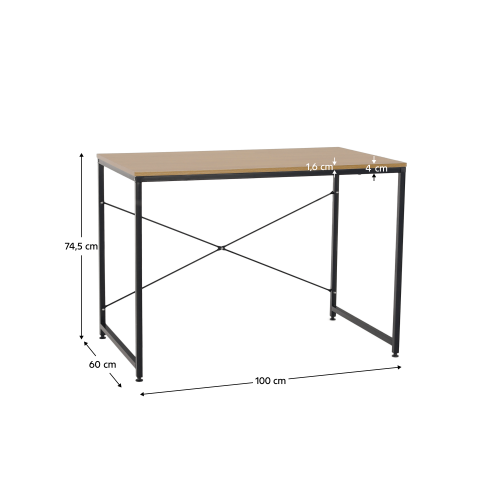 Písací stôl, dub/čierna, 100x60 cm, MELLORA
