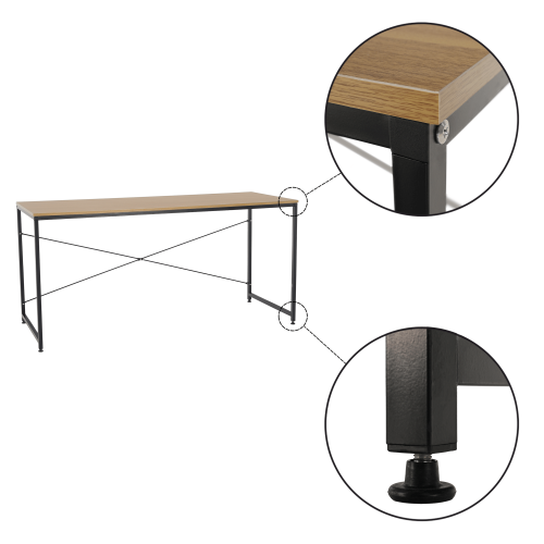 Písací stôl, dub/čierna, 150x60 cm, MELLORA