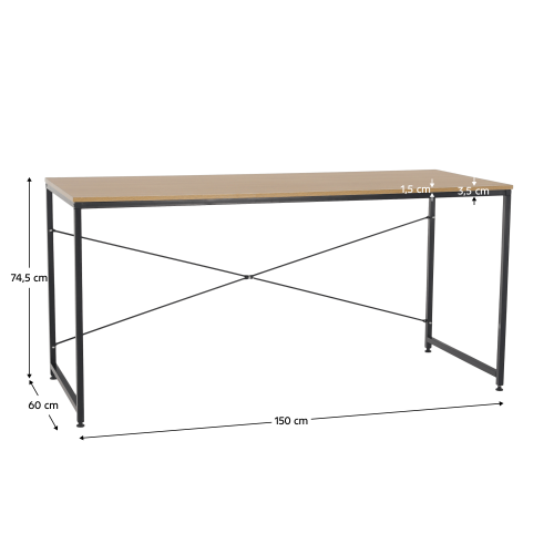 Písací stôl, dub/čierna, 150x60 cm, MELLORA Písací stôl, dub/čierna, 150x60 cm, MELLORA