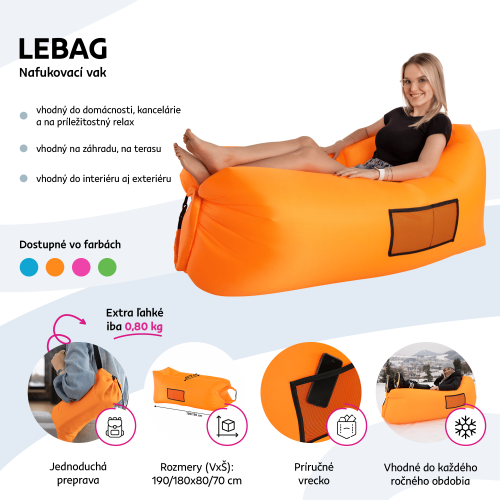 Nafukovací sedací vak/lazy bag, modrá, LEBAG Nafukovací sedací vak/lazy bag, modrá, LEBAG