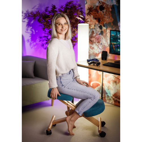 Ergonomická kľakačka, petrolejová/buk, FLONET