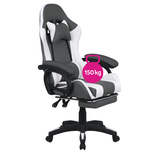 Kancelárske/herné kreslo s RGB LED podsvietením, čierna/biela, JOVELA