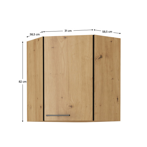 Horná skrinka, čierny mat/dub artisan, MONRO 60/60 GN-72 1F