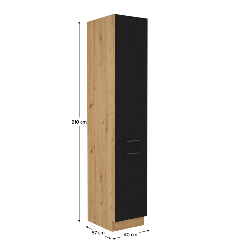 Potravinová skrinka, čierny mat/dub artisan, MONRO 40 DK-210 2F