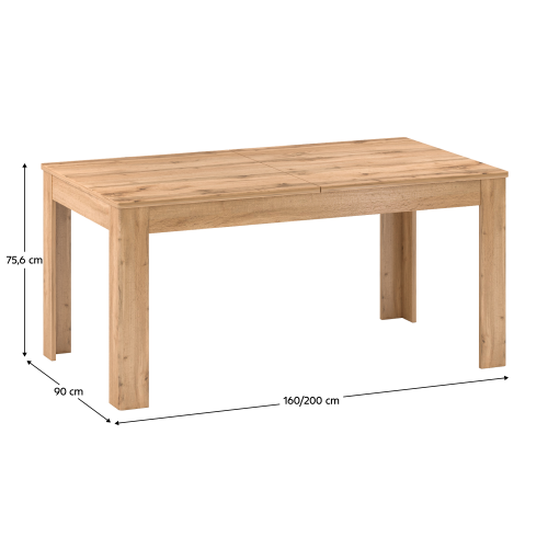 Rozkladací jedálenský stôl, dub apalačský, 160-200x90 cm, PUSAN S Rozkladací jedálenský stôl, dub apalačský, 160-200x90 cm, PUSAN S