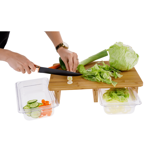 Doska na krájanie so zásuvkami, bambus/akryl, TAREK TYP 2
