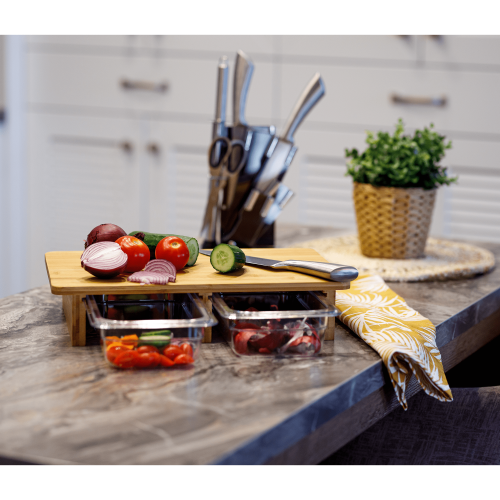 Doska na krájanie so zásuvkami, bambus/akryl, TAREK TYP 2