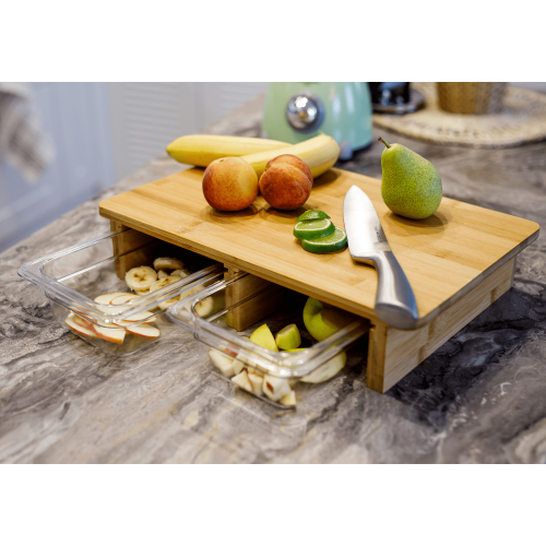 Doska na krájanie so zásuvkami, bambus/akryl, TAREK TYP 2