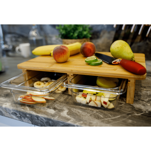 Doska na krájanie so zásuvkami, bambus/akryl, TAREK TYP 2