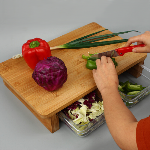 Doska na krájanie so zásuvkami, bambus/akryl, TAREK TYP 2